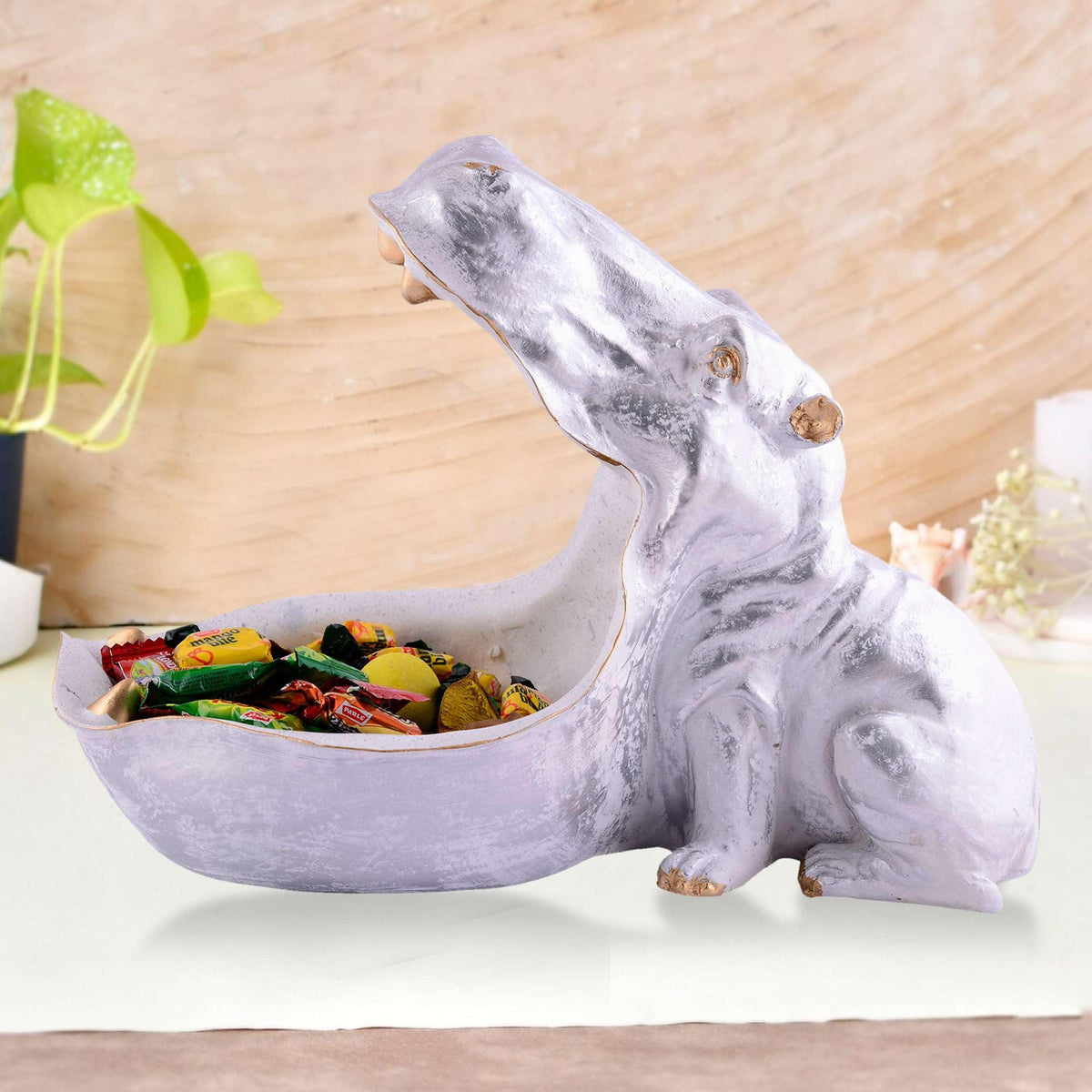 Handcrafted Hippo Candy Bowl – Unique Resin Animal Snack Holder for Home & Office Décor (BLACKLUXE CRAFTS) - BLACKLUXECRAFTS