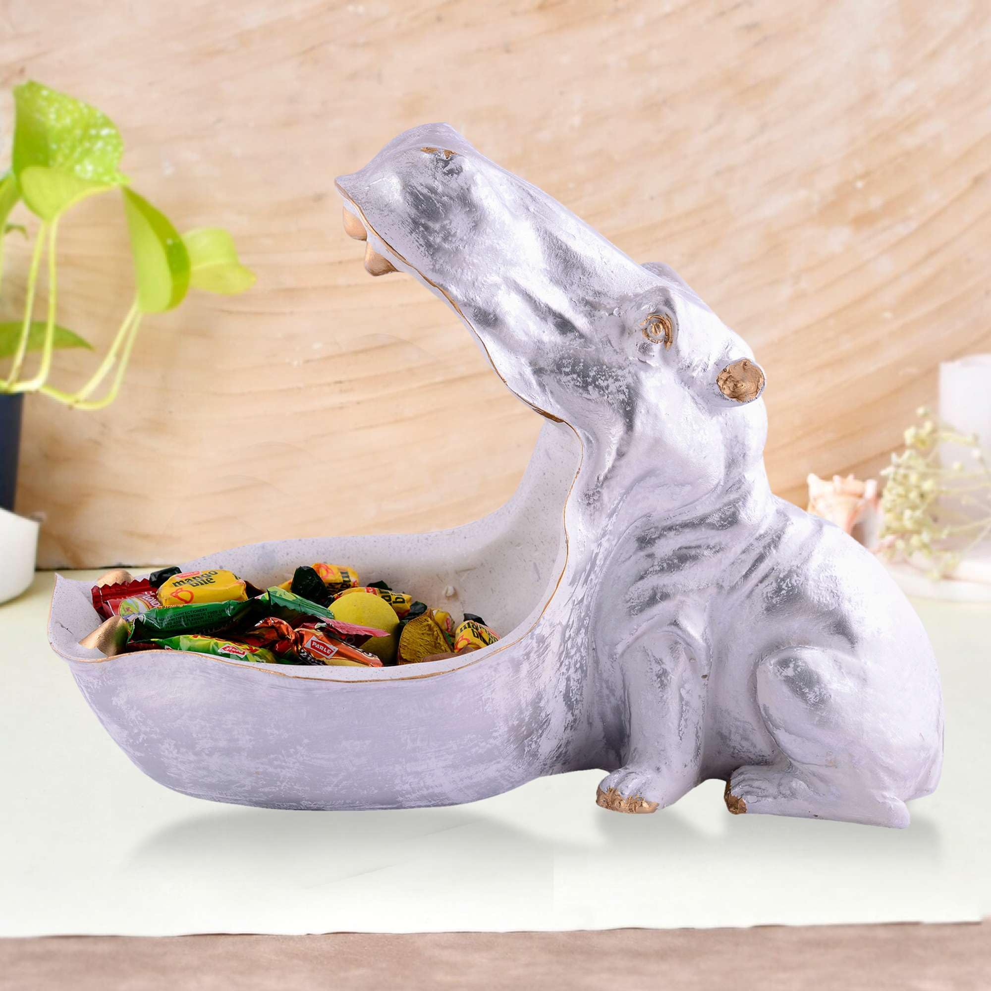 Handcrafted Hippo Candy Bowl – Unique Resin Animal Snack Holder for Home & Office Décor (BLACKLUXE CRAFTS) - BLACKLUXECRAFTS