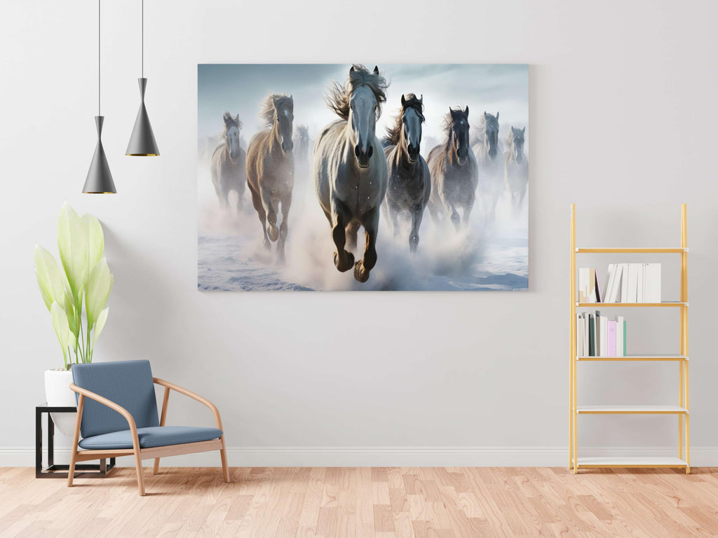BLACKLUXE LIFESTYLE LTD Seven Horse Painting For Wall Decoration With Frame Canvas Painting For Living Room Bedroom Home Office & Hotels - BLACKLUXECRAFTS
