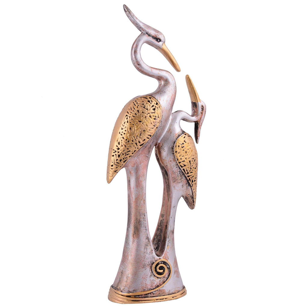 Handmade Crane Couple Resin Sculpture – Luxury Golden Silver Bird Figurine for Home Decor, Living Room & Office Decoration Gift (BLACKLUXE CRAFTS) - BLACKLUXECRAFTS