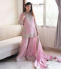 Women's Chinon Silk Embroidered Kurti With Sharara & Dupatta Set with Rivet Moti Work (BLACKLUXE CRAFTS) - BLACKLUXECRAFTS