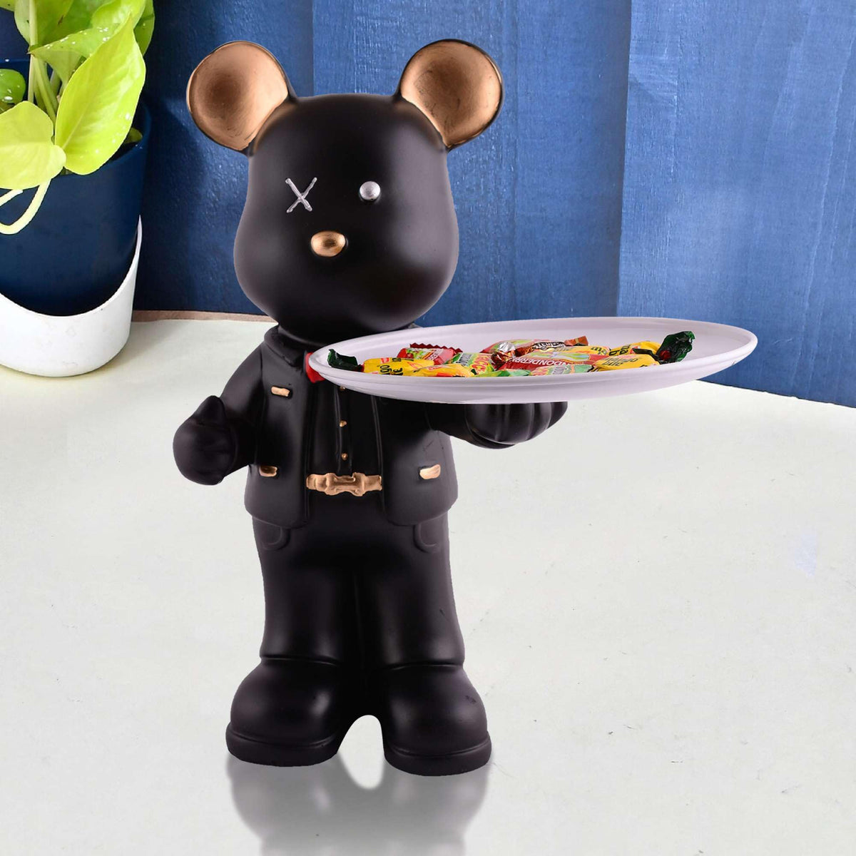 Handmade Resin Bear Candy Tray – Black Decorative Animal Snack Holder | Modern Tabletop Organizer, Unique Home Decor & Gift from India (BLACKLUXE CRAFTS) - BLACKLUXECRAFTS