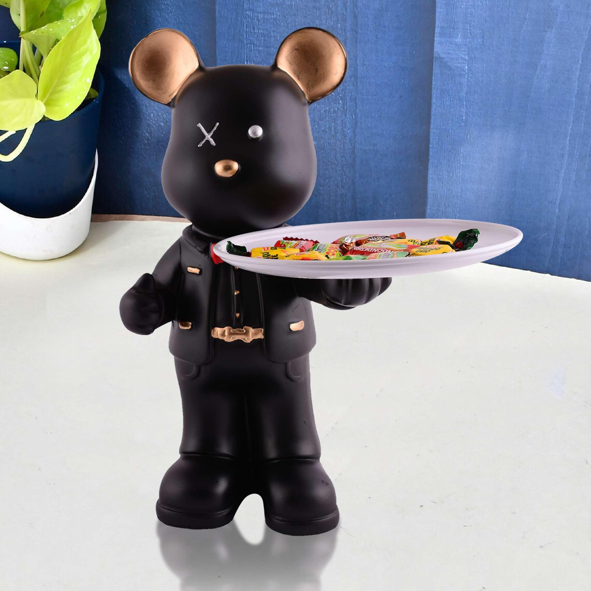 Handmade Resin Bear Candy Tray – Black Decorative Animal Snack Holder | Modern Tabletop Organizer, Unique Home Decor & Gift from India (BLACKLUXE CRAFTS) - BLACKLUXECRAFTS