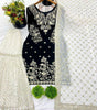 Women's Faux Georgette Embroidered Kurti With Sharara & Dupatta Set with Lace Border (BLACKLUXE CRAFTS) - BLACKLUXECRAFTS