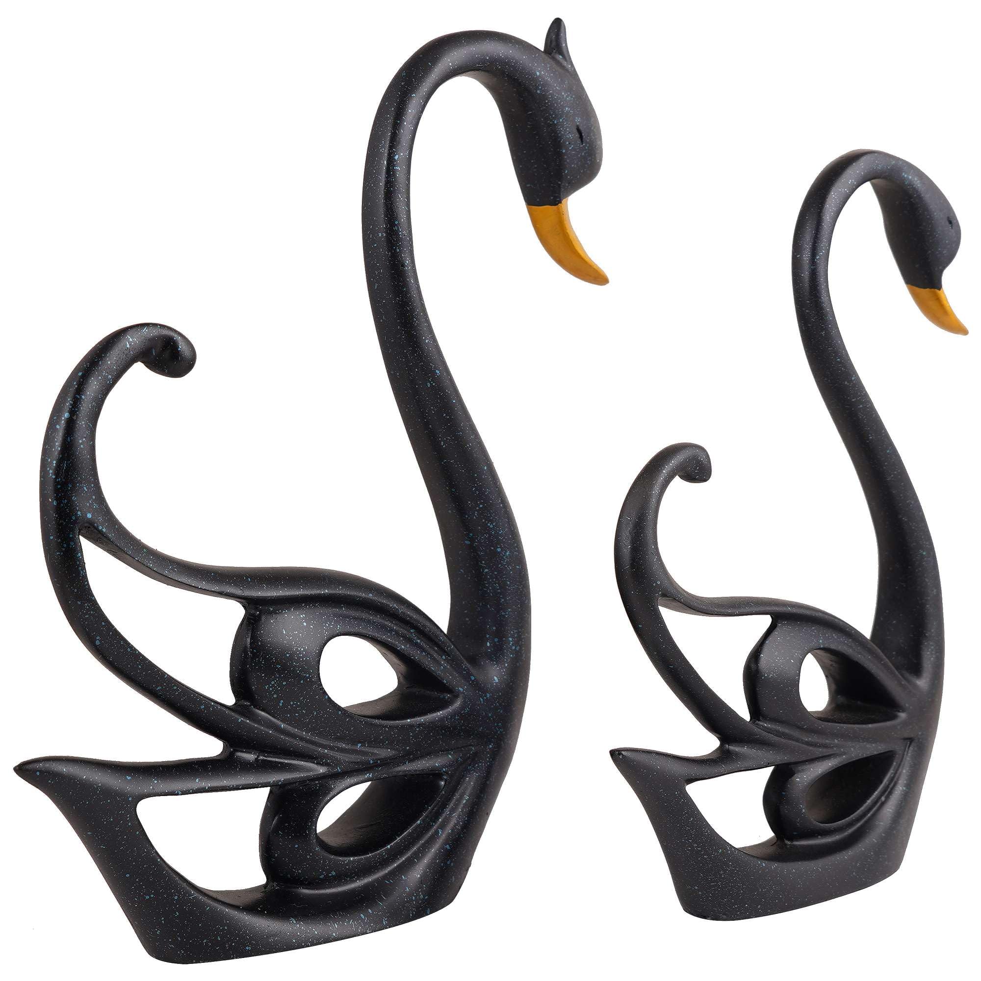 Handmade Black Swan Couple Figurines – Elegant Resin Sculpture for Romantic Home Decor, Modern Living Room & Wedding Gift (BLACKLUXE CRAFTS) - BLACKLUXECRAFTS