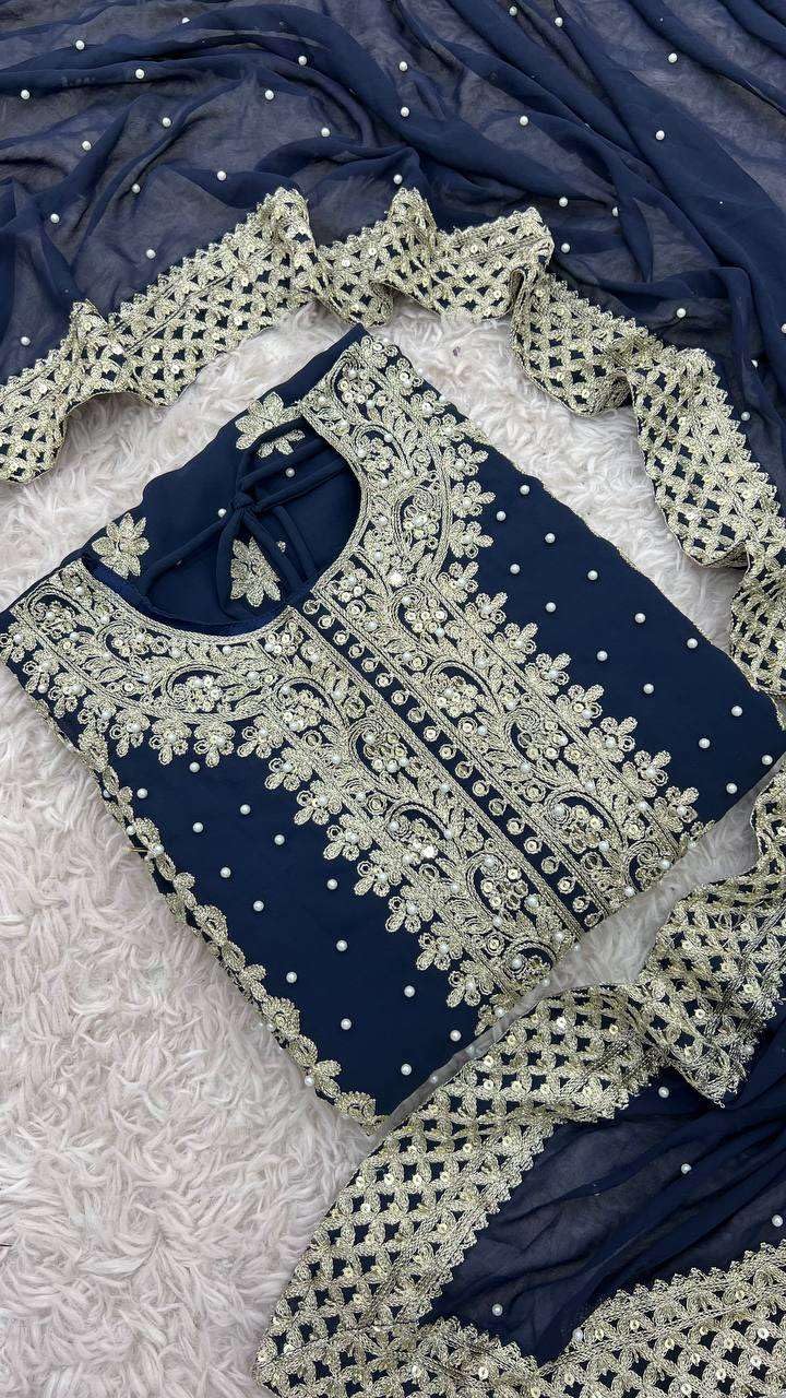 Black Embroidered Pakistani Suit with Heavy Silver Zari & Sequin Work | Designer Salwar Kameez with Dupatta for Women (BLACKLUXE CRAFTS) - BLACKLUXECRAFTS
