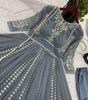 Women's Faux Georgette Embroidered Sequence Work Anarkali Kurti Gown with Net Dupatta (BLACKLUXE CRAFTS) - BLACKLUXECRAFTS