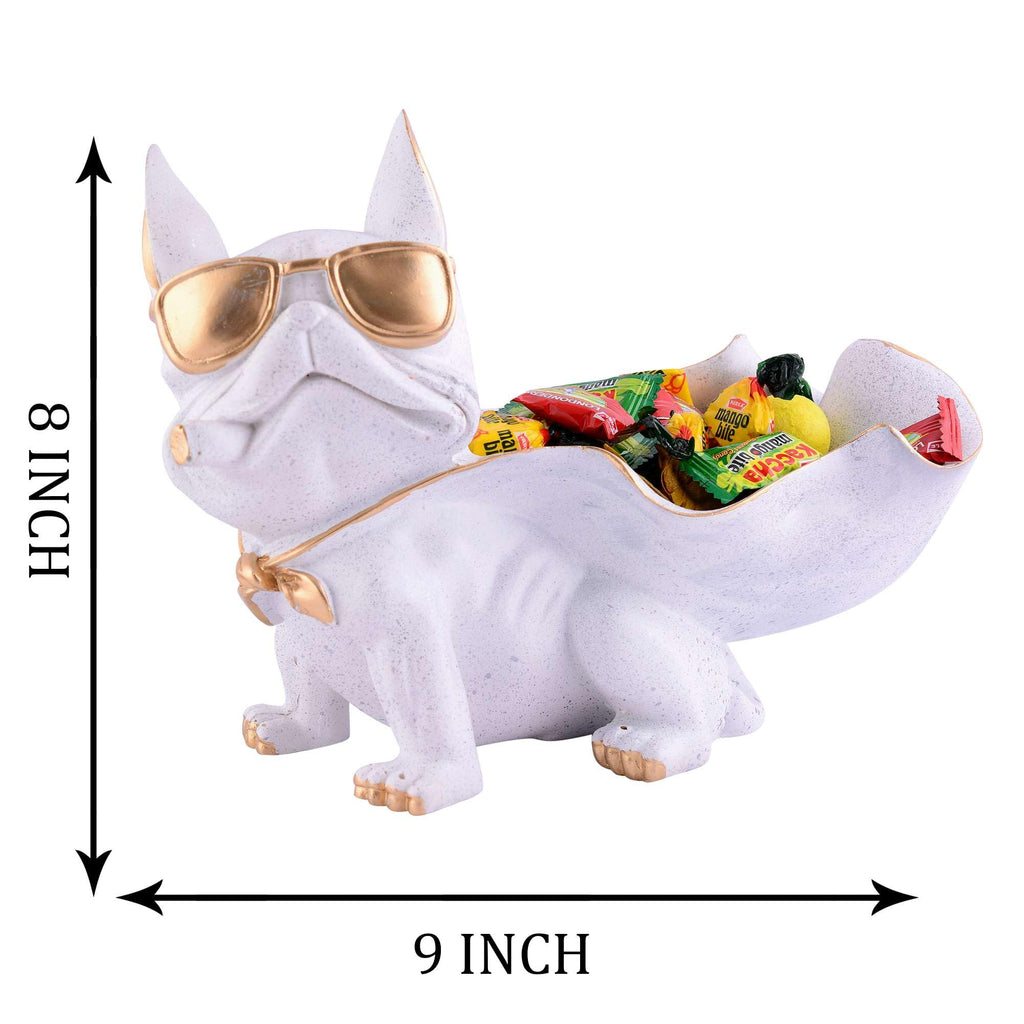 Cool Bulldog Candy Bowl Statue with Sunglasses – Resin Dog Figurine Snack Holder & Decorative Storage for Home Décor (BLACKLUXE CRAFTS) - BLACKLUXECRAFTS