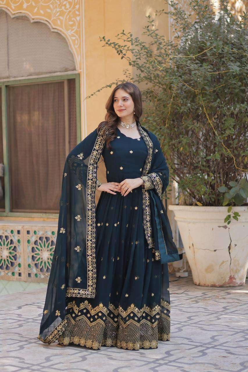 Embroidered Anarkali Set with Dupatta – Designer Indian Wedding & Festive Wear Outfit for Women (BLACKLUXE CRAFTS) - BLACKLUXECRAFTS