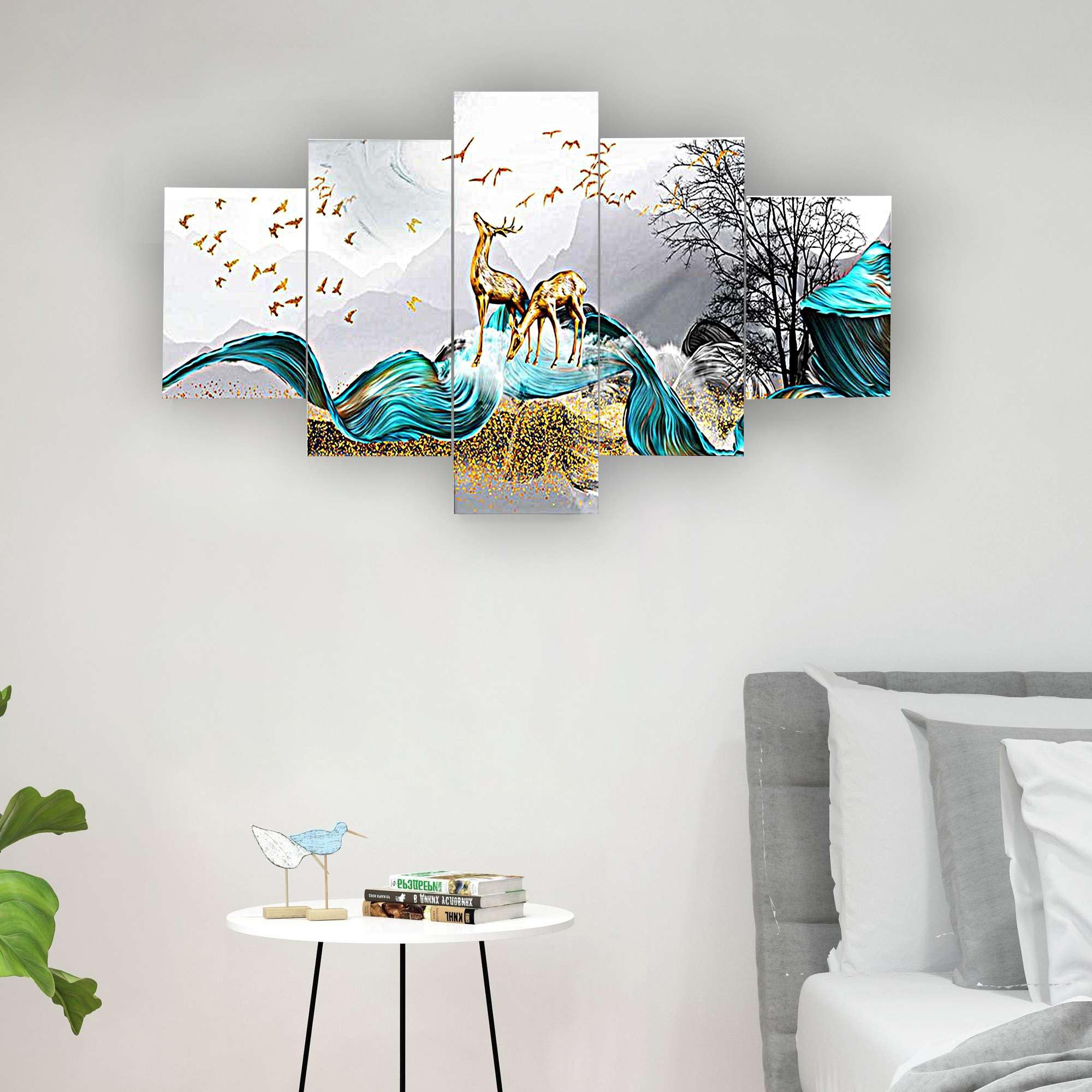BLACKLUXE LIFESTYLE LTD Set of Five MDF Framed 3D Wall Painting for Home Decoration, Big Size Painting for Living Room, Bedroom (17x30 inches) WE 29 - BLACKLUXECRAFTS