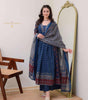 Navy Blue Block Print Cotton Kurta Set with Dupatta – Traditional Indian Ethnic Wear for Women (BLACKLUXE CRAFTS) - BLACKLUXECRAFTS
