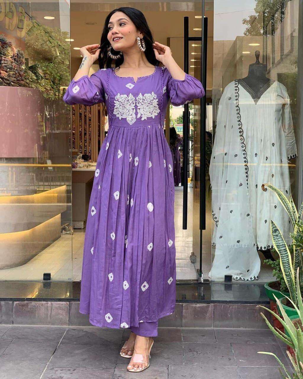 Anarkali Kurta with White Embroidery | Women’s Ethnic Festive & Casual Wear (BLACKLUXE CRAFTS) - BLACKLUXECRAFTS