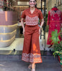 Women’s Cotton Co-Ord Set – Short Sleeve Shirt with Embroidery & Wide Leg Pants (BLACKLUXE CRAFTS) - BLACKLUXECRAFTS