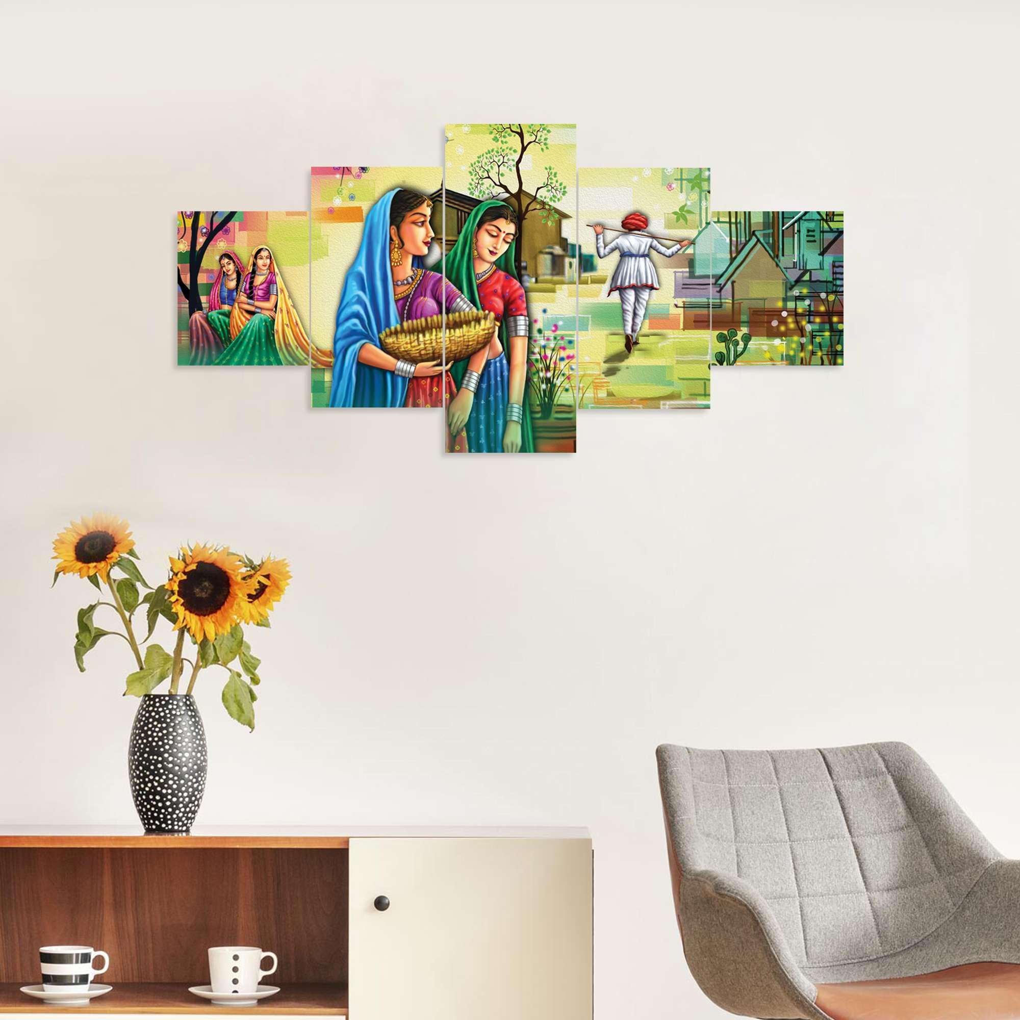 BLACKLUXE LIFESTYLE LTD Set of Five MDF Framed 3D Wall Painting for Home Decoration, Big Size Painting for Living Room, Bedroom (17x30 inches)WE 40 - BLACKLUXECRAFTS