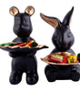 Handmade Resin Animal Candy Holder Set – Black Bunny & Bear Decorative Snack Tray | Modern Home Decor & Tabletop Gift from India (BLACKLUXE CRAFTS) - BLACKLUXECRAFTS