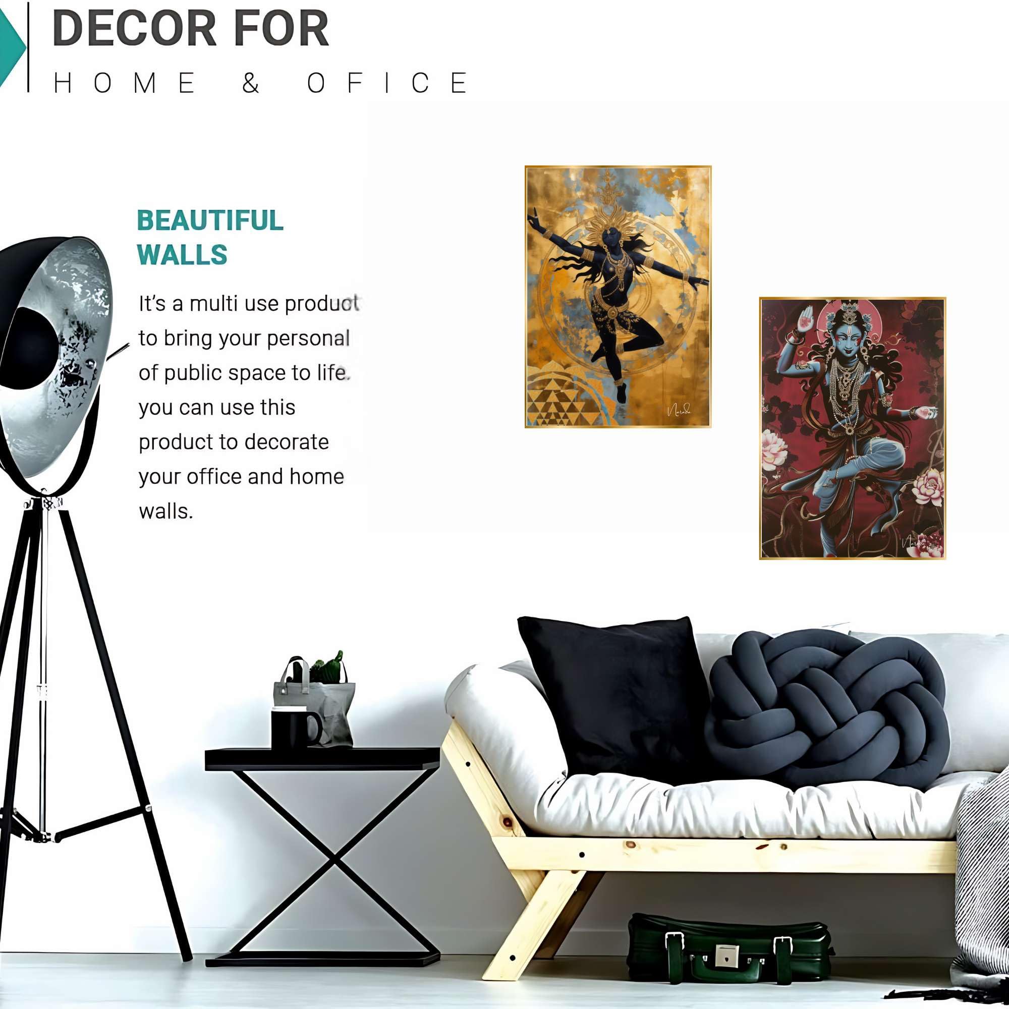 BLACKLUXE LIFESTYLE LTD Set of Two Wall Paintings for Wall Dacoration Golden Framed Wall Paintings for Living Room & Bedroom Wall Art for Home Decoration & Office Wall Décor - BLACKLUXECRAFTS