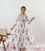 Women's Cotton Floral Printed Long Anarkali Kurti with Pant and Dupatta - BLACKLUXECRAFTS