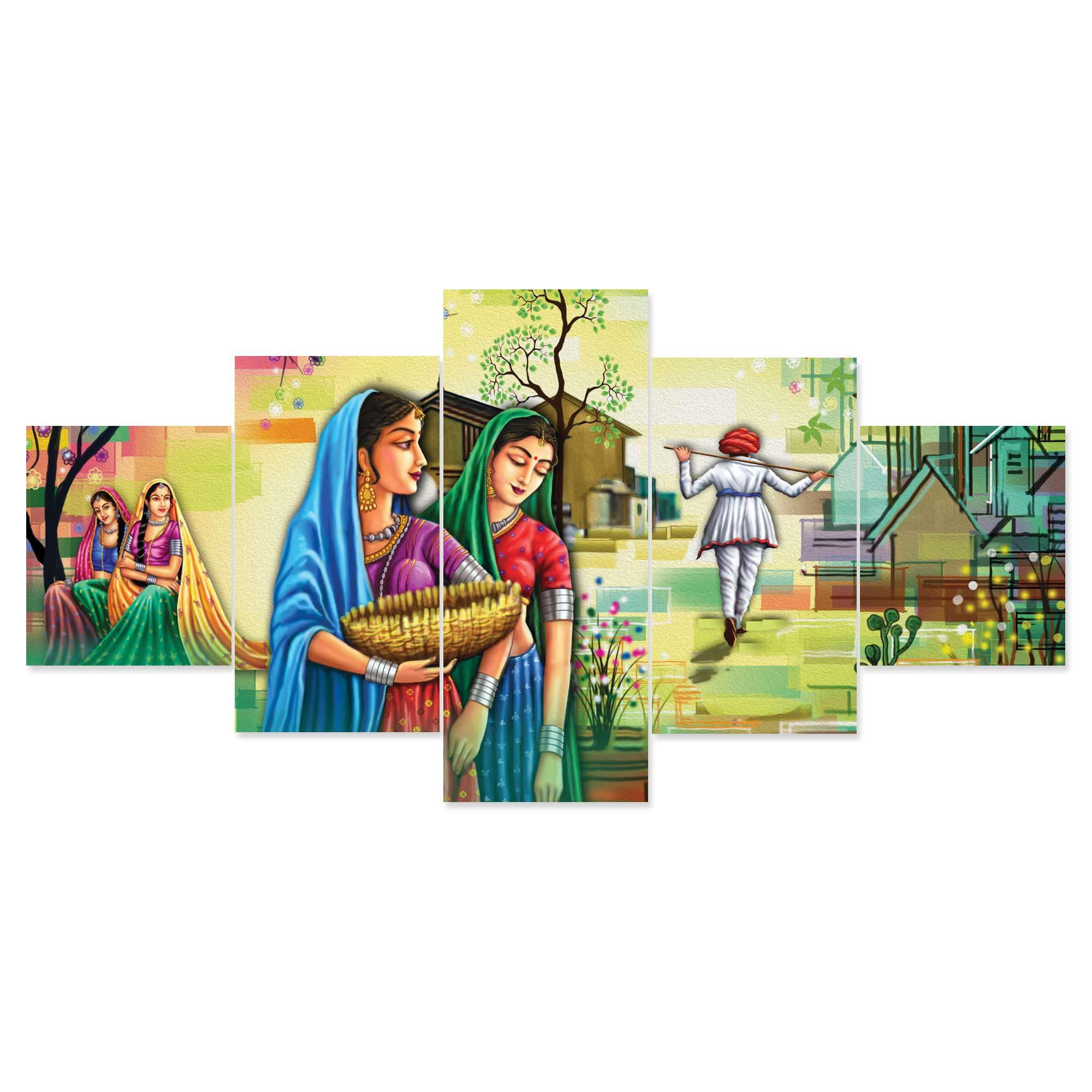 BLACKLUXE LIFESTYLE LTD Set of Five MDF Framed 3D Wall Painting for Home Decoration, Big Size Painting for Living Room, Bedroom (17x30 inches)WE 40 - BLACKLUXECRAFTS