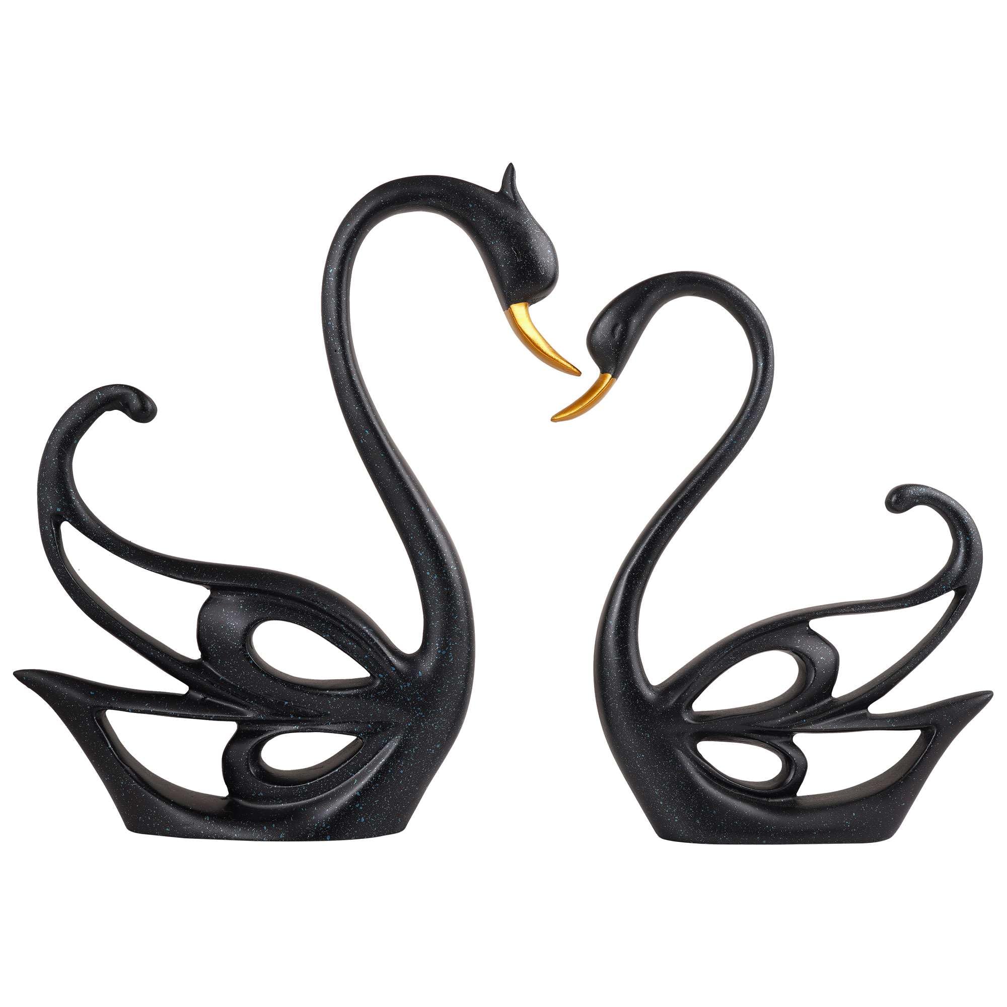 Handmade Black Swan Couple Figurines – Elegant Resin Sculpture for Romantic Home Decor, Modern Living Room & Wedding Gift (BLACKLUXE CRAFTS) - BLACKLUXECRAFTS