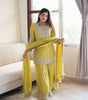 Women's Chinon Silk Embroidered Kurti With Sharara & Dupatta Set with Rivet Moti Work (BLACKLUXE CRAFTS) - BLACKLUXECRAFTS