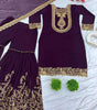 Women's Faux Georgette Ensemble with Embroidery & Sequence Work Kurti With Sharara and Dupatta Set (BLACKLUXE CRAFTS) - BLACKLUXECRAFTS