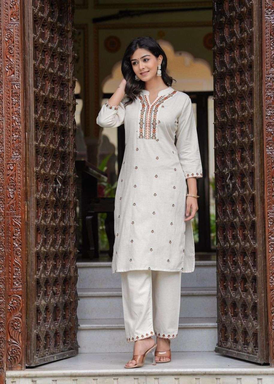 Women's Cotton Embroidered Straight Kurti With Pant and Dupatta Set (BLACKLUXE CRAFTS) - BLACKLUXECRAFTS