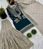 Teal Embroidered Sharara Suit with Dupatta | Designer Party Wear Outfit for Women | Traditional Indian Wedding & Festive Dress (BLACKLUXE CRAFTS) - BLACKLUXECRAFTS