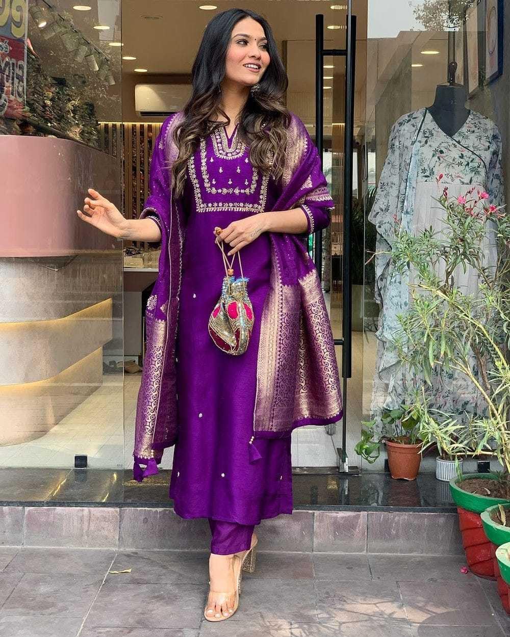 Luxury Fuchsia Pink Embroidered Silk Kurta Set with Dupatta – Indian Ethnic Party Wear for Women (BLACKLUXE CRAFTS) - BLACKLUXECRAFTS