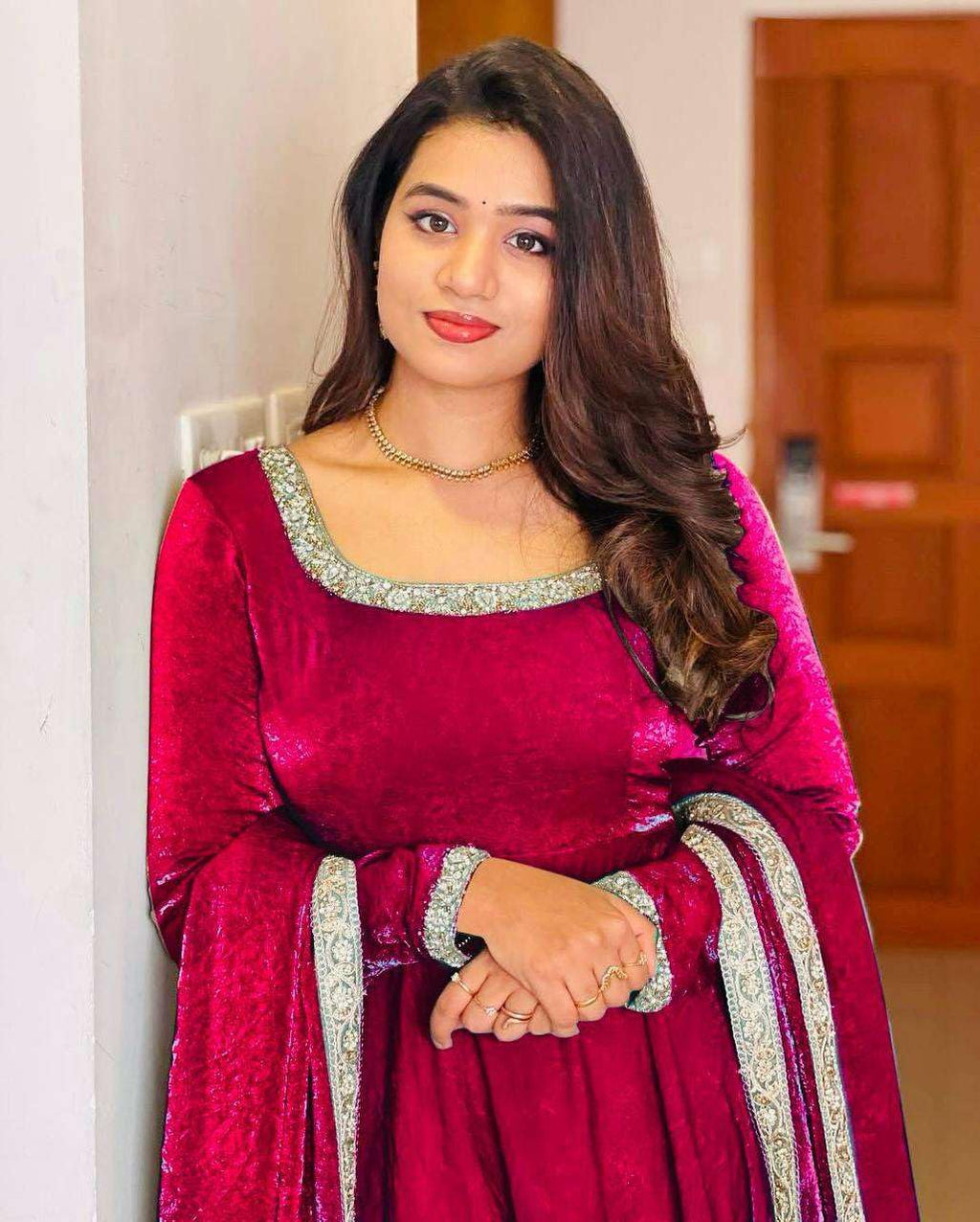 Women's Fandy Silk Embroidered Anarkali Kurti Gown With Dupatta Set (BLACKLUXE CRAFTS) - BLACKLUXECRAFTS