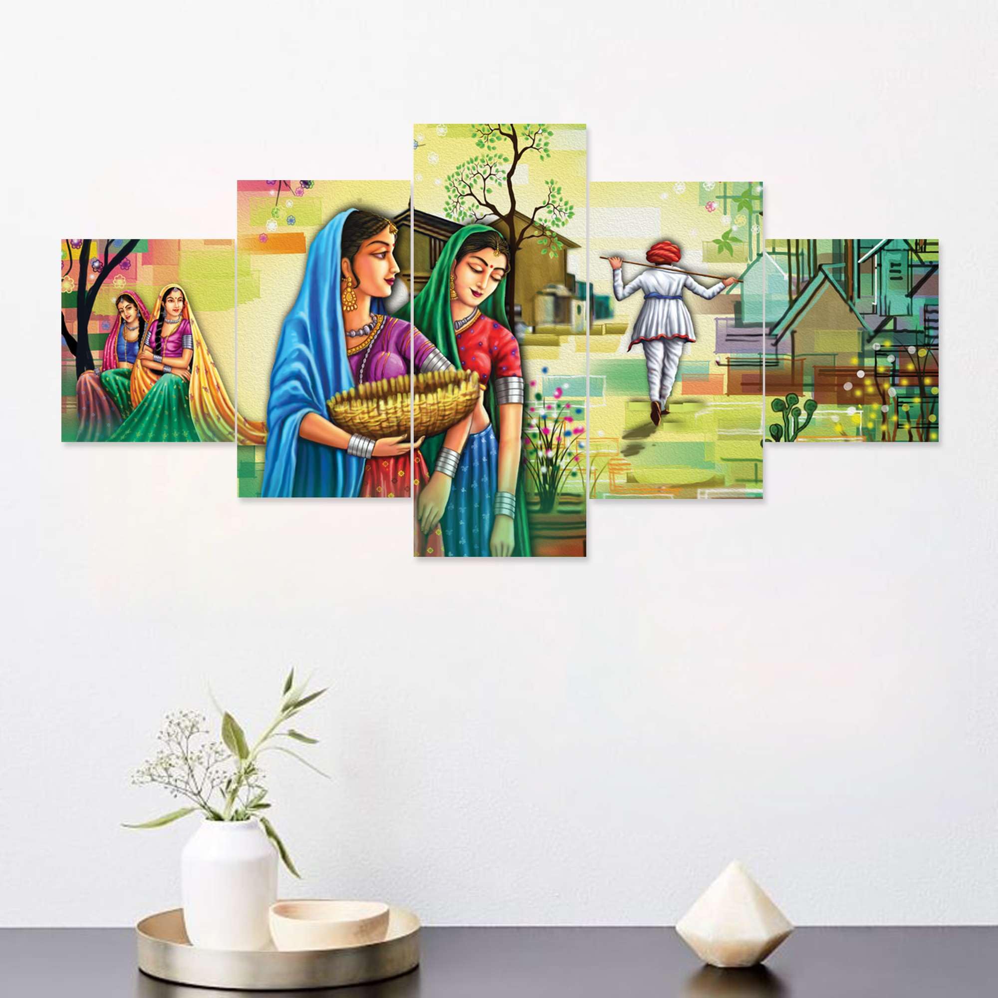 BLACKLUXE LIFESTYLE LTD Set of Five MDF Framed 3D Wall Painting for Home Decoration, Big Size Painting for Living Room, Bedroom (17x30 inches)WE 40 - BLACKLUXECRAFTS