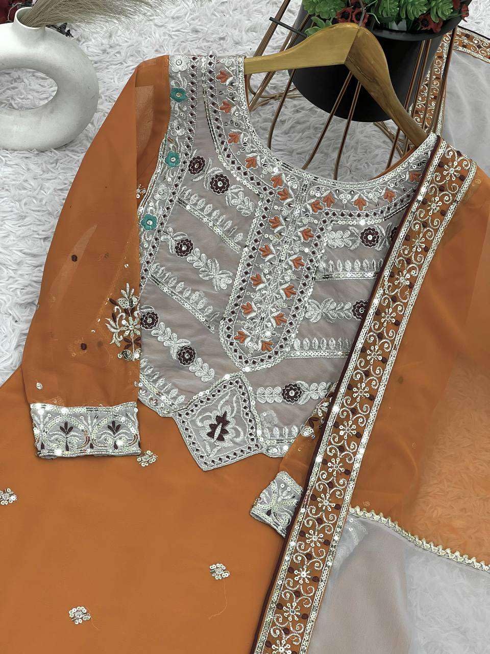 Mustard Embroidered Pakistani Salwar Kameez with Dupatta | Designer Eid & Wedding Wear for Women | Luxury Ethnic Outfit (BLACKLUXE CRAFTS) - BLACKLUXECRAFTS