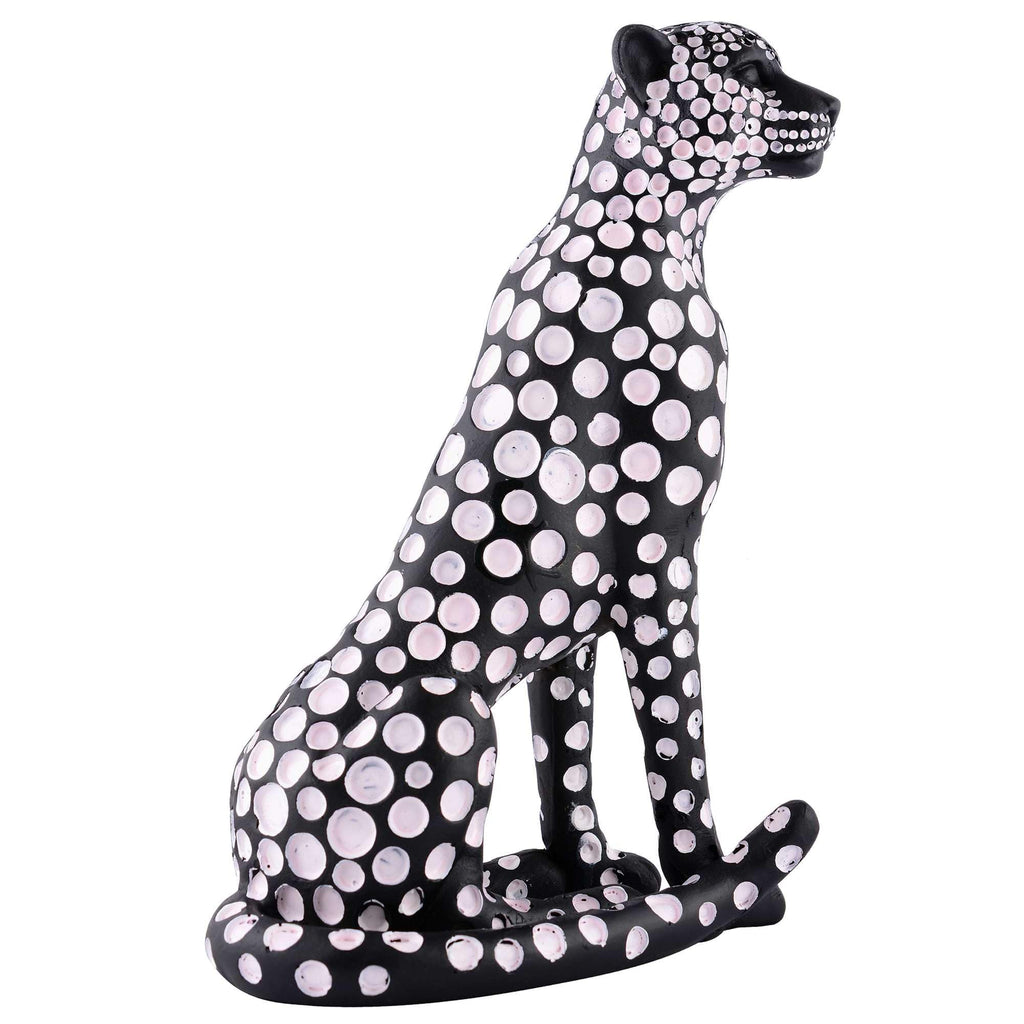 Handmade Black Panther Figurine with White Polka Dots – Modern Resin Leopard Statue for Luxury Home Décor (BLACKLUXE CRAFTS) - BLACKLUXECRAFTS