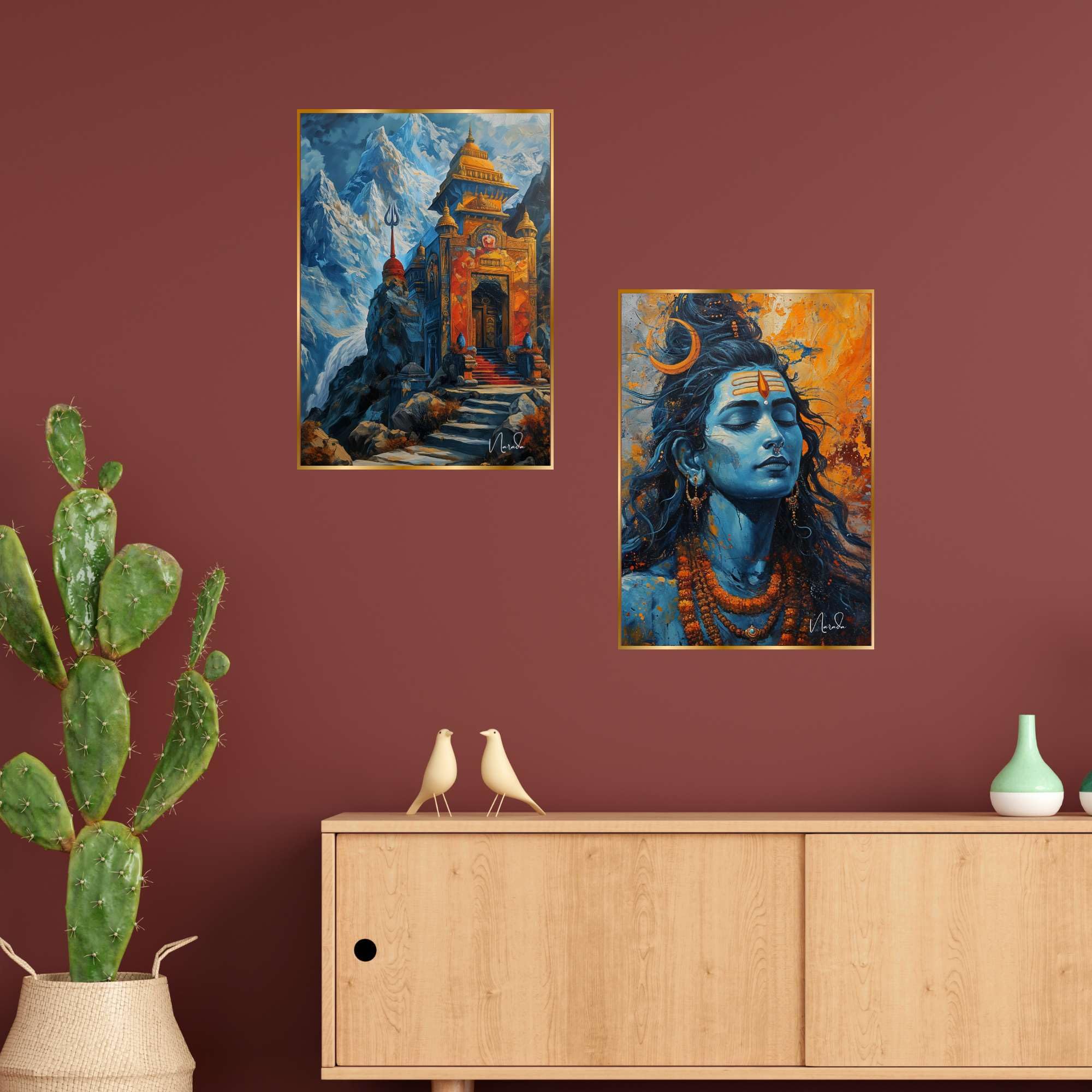 BLACKLUXE LIFESTYLE LTD Set of Two Wall Paintings for Wall Dacoration Golden Framed Wall Paintings for Living Room & Bedroom Wall Art for Home Decoration & Office Wall Décor - BLACKLUXECRAFTS