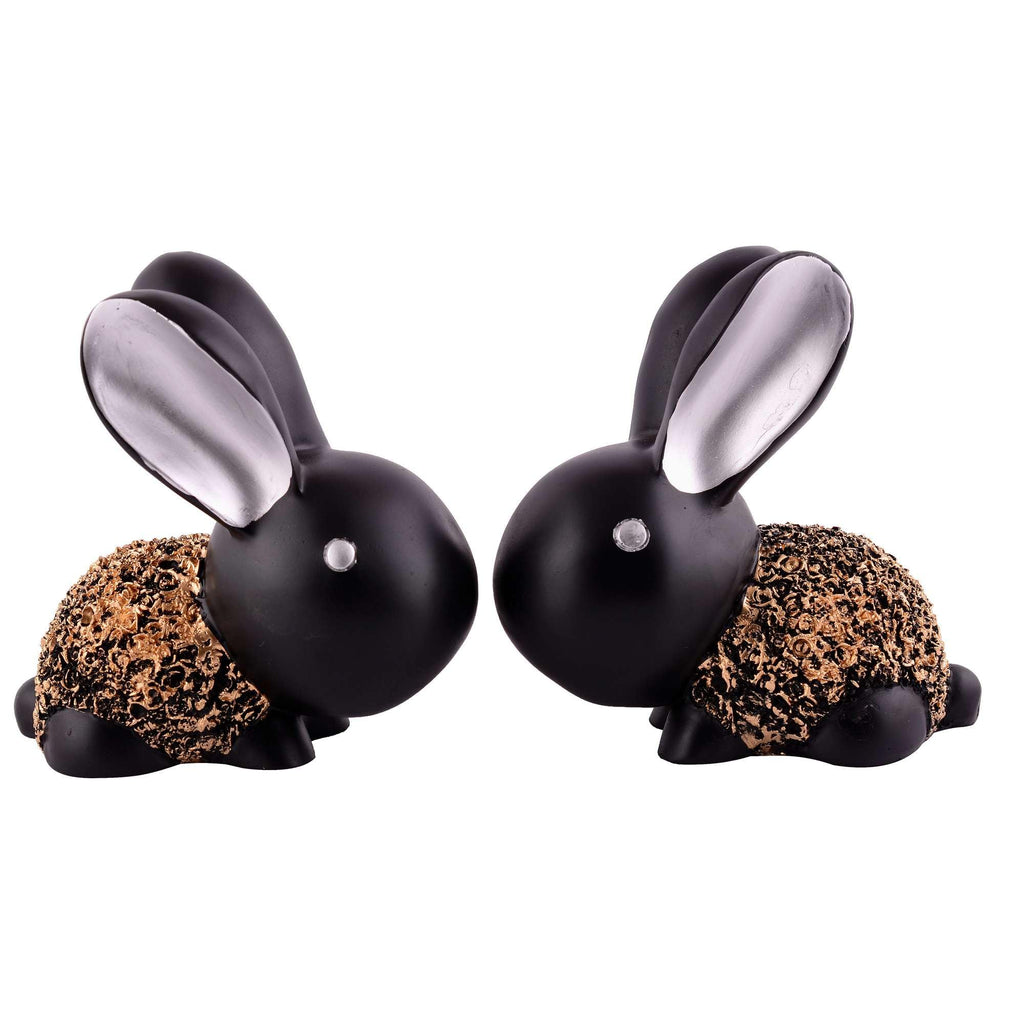Handmade Black & Gold Bunny Figurines – Cute Resin Rabbit Pair Decorative Sculptures for Modern Home, Office & Tabletop Decor (BLACKLUXE CRAFTS) - BLACKLUXECRAFTS