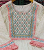 Women's Cotton Embroidered Nayra Cut Kurti With Pant and Dupatta Set from (BLACKLUXE CRAFTS) - BLACKLUXECRAFTS