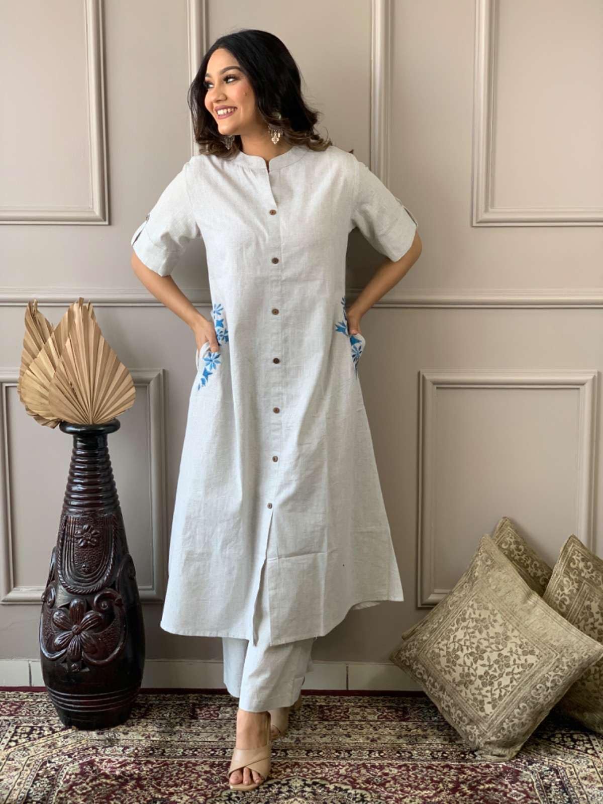 Elegant Black Kurta Set with Pink Embroidery | Women’s Ethnic Outfit (BLACKLUXE CRAFTS) - BLACKLUXECRAFTS