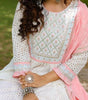 Women's Cotton Embroidered Nayra Cut Kurti With Pant and Dupatta Set from (BLACKLUXE CRAFTS) - BLACKLUXECRAFTS