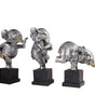 Silver Yoga Elephant Figurine Set – Handcrafted Resin Elephant Statues for Meditation, Luck & Modern Home Décor (Set Of 3) (BLACKLUXE CRAFTS) - BLACKLUXECRAFTS