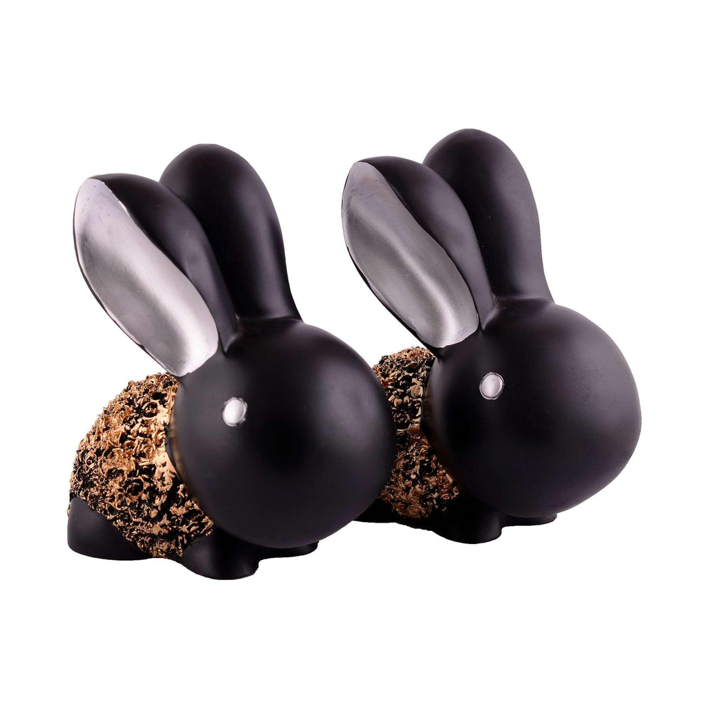 Handmade Black & Gold Bunny Figurines – Cute Resin Rabbit Pair Decorative Sculptures for Modern Home, Office & Tabletop Decor (BLACKLUXE CRAFTS) - BLACKLUXECRAFTS