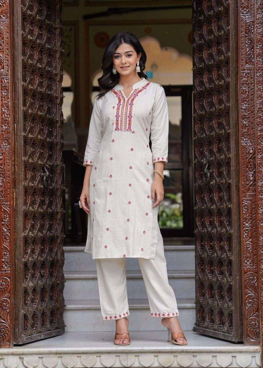 Women's Cotton Embroidered Straight Kurti With Pant and Dupatta Set (BLACKLUXE CRAFTS) - BLACKLUXECRAFTS
