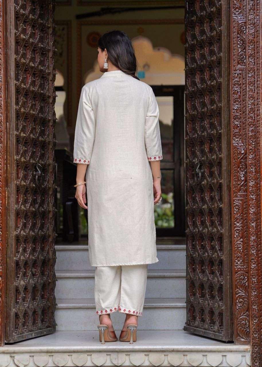 Women's Cotton Embroidered Straight Kurti With Pant and Dupatta Set (BLACKLUXE CRAFTS) - BLACKLUXECRAFTS