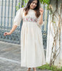 Cream Cotton Embroidered Dress – Handcrafted Floral Boho Ethnic Wear for Women (BLACKLUXE CRAFTS) - BLACKLUXECRAFTS