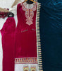 Velvet Embroidered Suit Set with Pink Dupatta – Designer Indian Wedding & Festive Wear Outfit (BLACKLUXE CRAFTS) - BLACKLUXECRAFTS