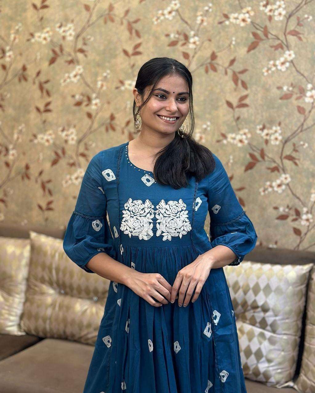 Anarkali Kurta with White Embroidery | Women’s Ethnic Festive & Casual Wear (BLACKLUXE CRAFTS) - BLACKLUXECRAFTS