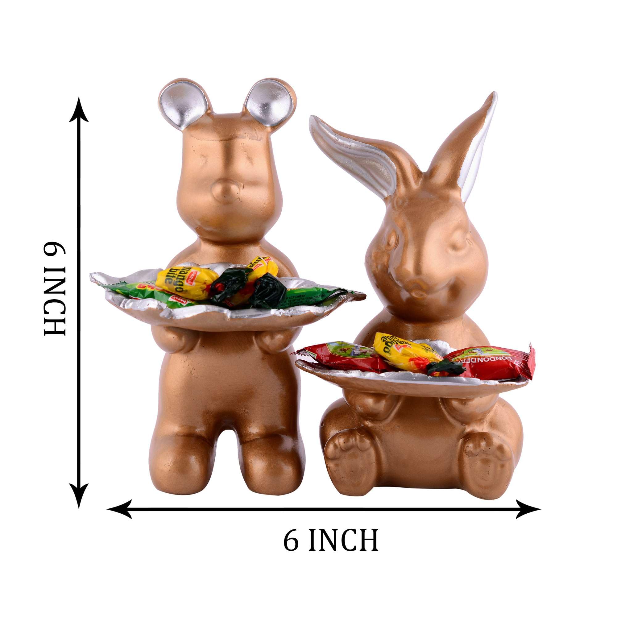 Cute Animal Candy Holder Set – Decorative Bunny & Bear Figurine Bowls for Sweets, Snacks & Chocolate | Resin Tabletop Décor for Home & Kids Room
(13 cm) (BLACKLUXE CRAFTS) - BLACKLUXECRAFTS