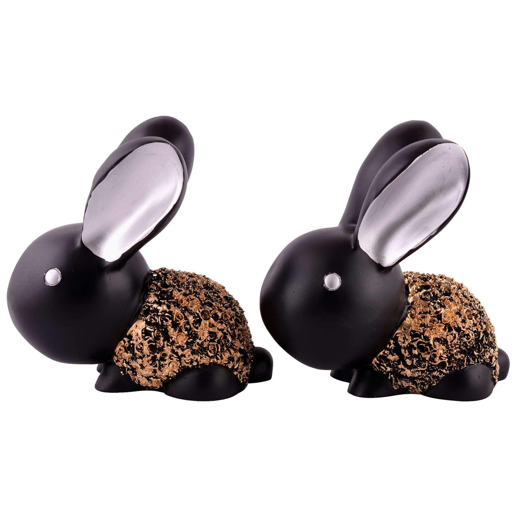 Handmade Black & Gold Bunny Figurines – Cute Resin Rabbit Pair Decorative Sculptures for Modern Home, Office & Tabletop Decor (BLACKLUXE CRAFTS) - BLACKLUXECRAFTS