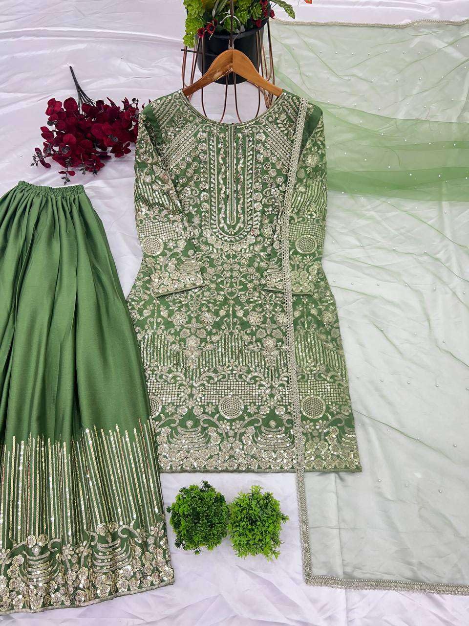 Heavy Embroidered Kurta Sharara Set with Dupatta – Designer Indian Wedding & Party Wear Outfit (BLACKLUXE CRAFTS) - BLACKLUXECRAFTS