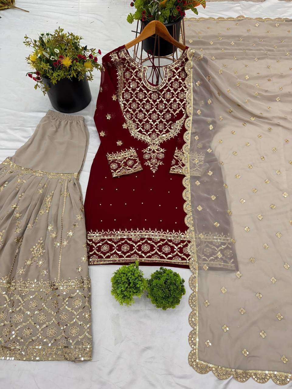Teal Embroidered Sharara Suit with Dupatta | Designer Party Wear Outfit for Women | Traditional Indian Wedding & Festive Dress (BLACKLUXE CRAFTS) - BLACKLUXECRAFTS