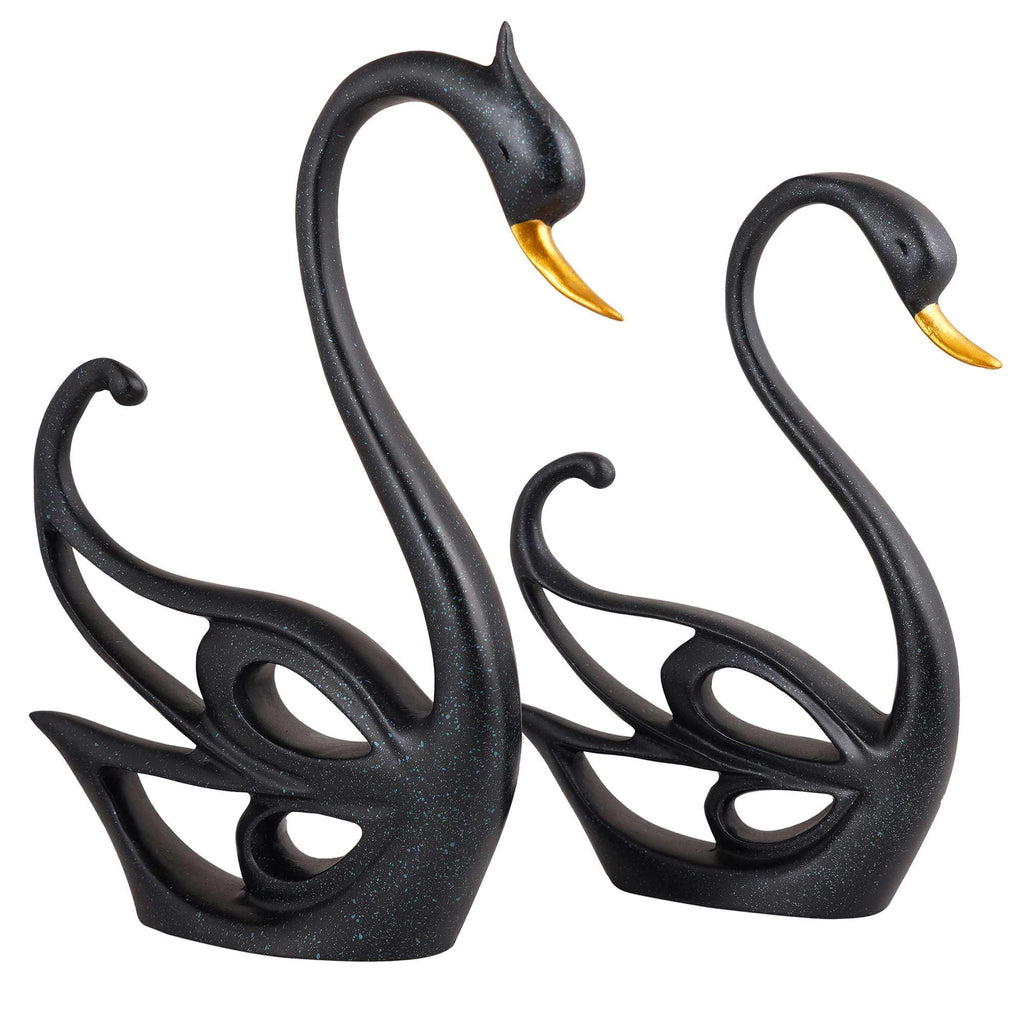 Handmade Black Swan Couple Figurines – Elegant Resin Sculpture for Romantic Home Decor, Modern Living Room & Wedding Gift (BLACKLUXE CRAFTS) - BLACKLUXECRAFTS