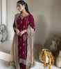 Women's Faux Georgette Embroidered Straight Kurti With Pant & Dupatta Set (BLACKLUXE CRAFTS) - BLACKLUXECRAFTS